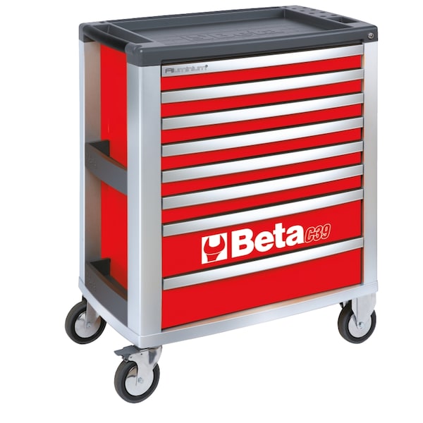 Mobile Roller Cabinet,8 Drawer,Red